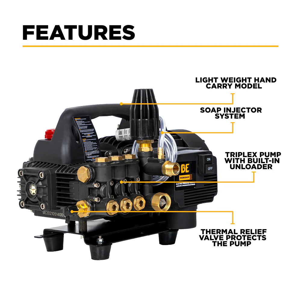 BE P1515EPNS Electric Pressure Washer – 1500 PSI, 1.6 GPM