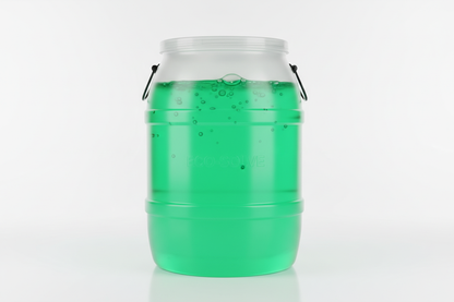 55gal drum with green liquid inside