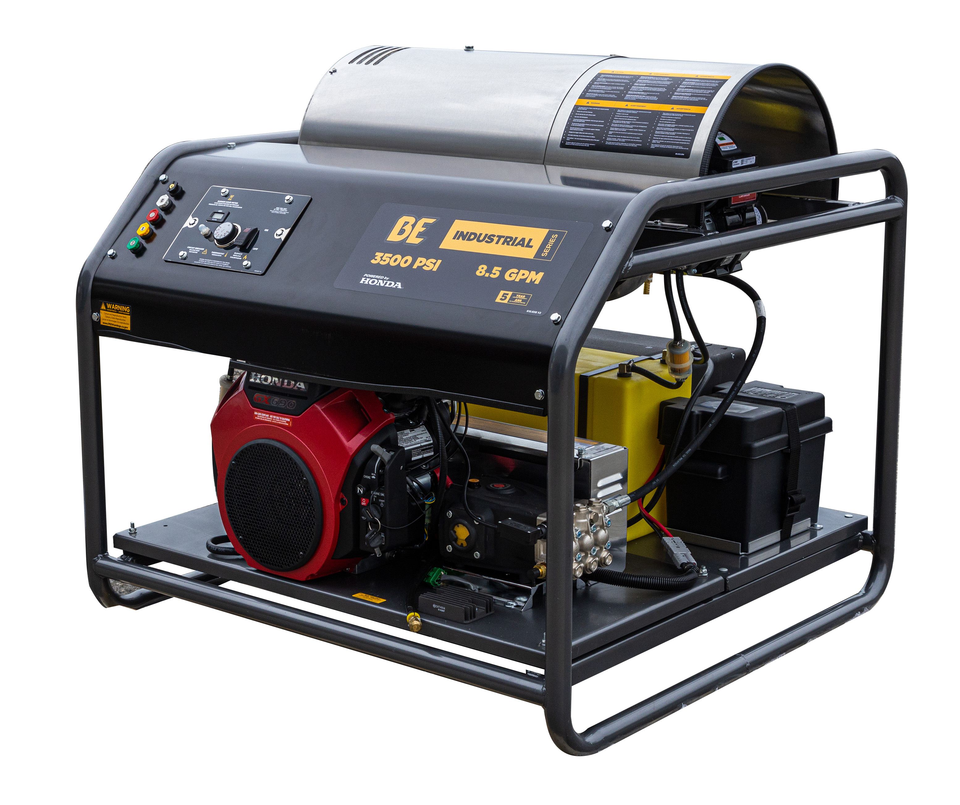 Illustrative commercial hot-water pressure washer skid