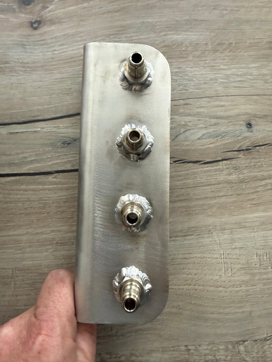 Stainless Steel 4-Way Chemical Injector Manifold – Quick Connect Downstream Soap Selector for Fleet Washing