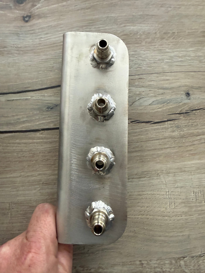 Stainless Steel 4-Way Chemical Injector Manifold – Quick Connect Downstream Soap Selector for Fleet Washing
