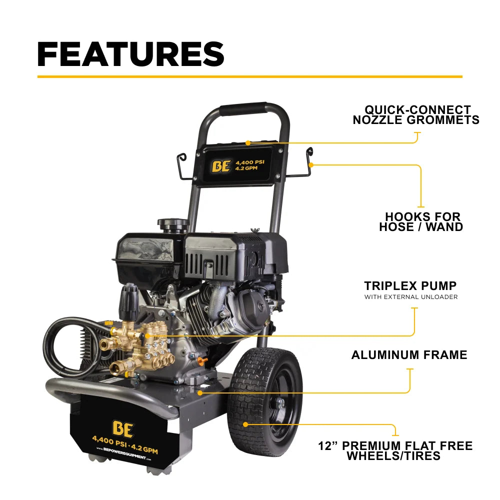 4.2 GPM 4400 PSI BE Commercial Pressure Washer – B4415PCS
