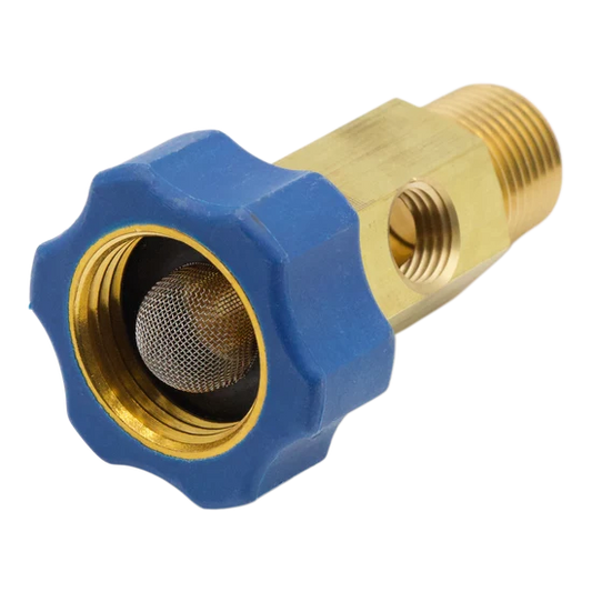 Easy Grip 1/2" MPT x 3/4" GHT Pressure Washer Pump Inlet Fitting | Optional 1/4" Bypass Port