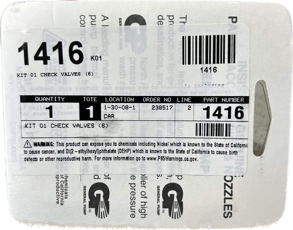 Check Valve General Pump Kit 1